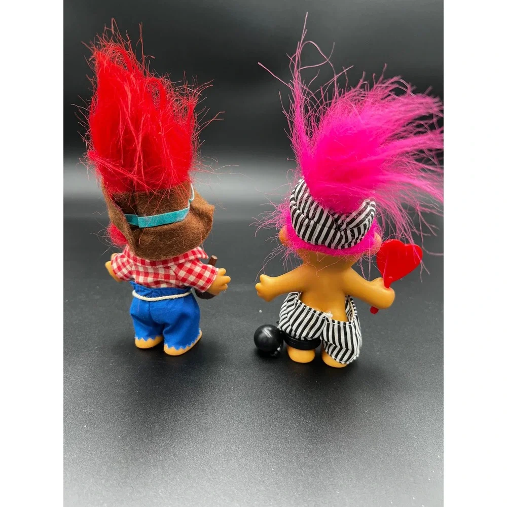 Vintage Russ Berrie Troll Doll Lot Hillbilly & Prisoner Guilty of Loving You 2pc